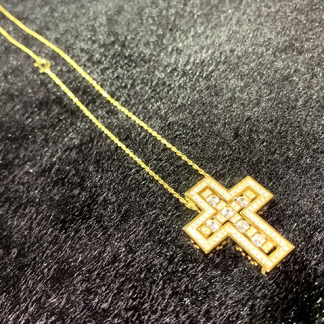 CZ split cross necklace type GOLDのサムネイル