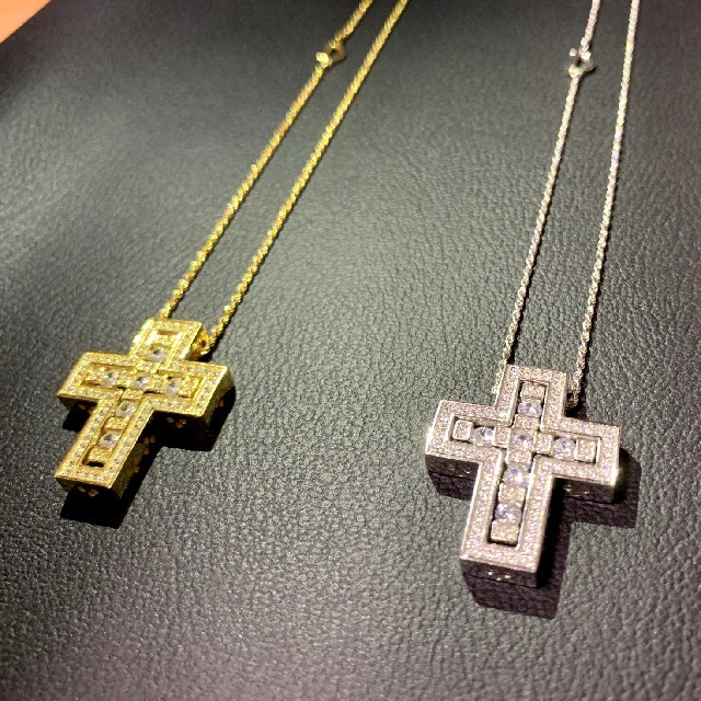 CZ split cross necklace type WHITE　GOLDのサムネイル