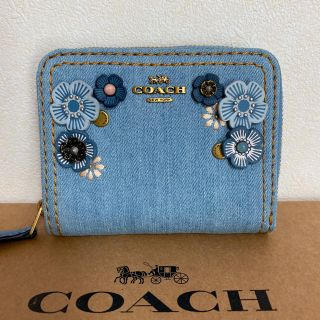 コーチ(COACH)の【新品 未使用】コーチ デニム ティーローズ　折財布(財布)