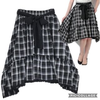 アクシーズファム(axes femme)の104.チェックイレヘムスカート(ひざ丈スカート)