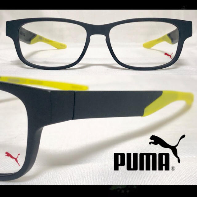 PUMA(プーマ)のPuma プーマ メガネフレーム PU0187OA 002 ブラック/イエロー メンズのファッション小物(サングラス/メガネ)の商品写真