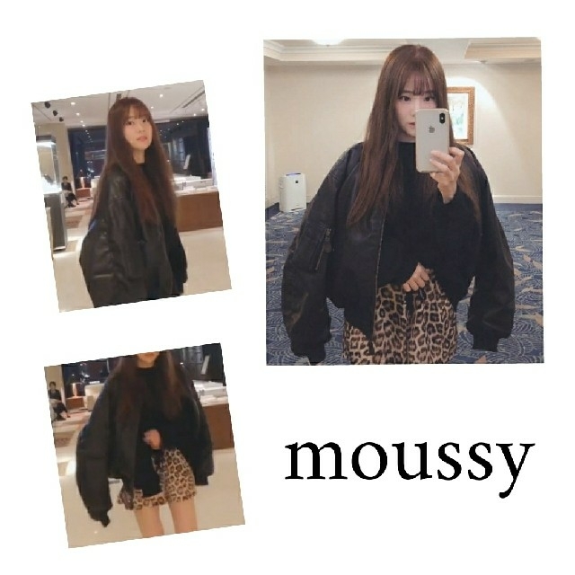 moussy(マウジー)のMOUSSY フェイクレザー MA-1 オーバーサイズ 重盛さと美 レディースのジャケット/アウター(ブルゾン)の商品写真