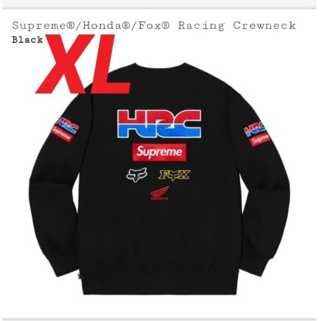 Supreme Honda Fox Racing Crewneck 黒 XL