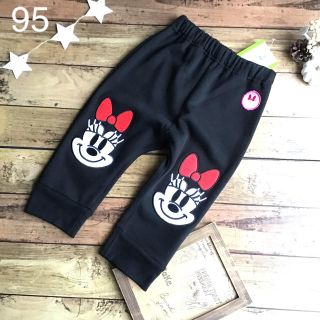 ディズニー(Disney)の【95】 ミッキー  ミニー 裏起毛 パンツ 黒(パンツ/スパッツ)