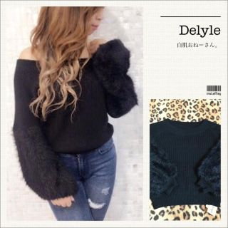 デイライルノアール(Delyle NOIR)のDelyle♡袖ファーニットトップス♡ブラック(ニット/セーター)