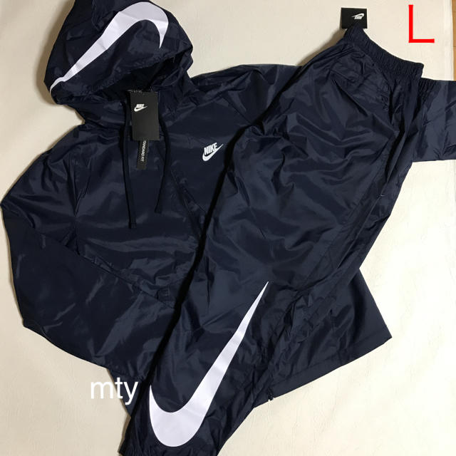 ナイロンパーカーNIKE メンズ セットアップ ナイロン ネイビー Ｌサイズ