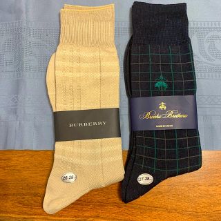 ブルックスブラザース(Brooks Brothers)のブルックスブラザーズ と バーバリーの靴下2足セット 未使用(ソックス)