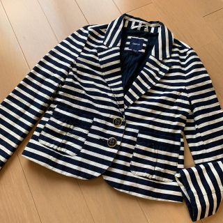 ギャップ(GAP)のGAP☆120サイズ☆ネイビー白ボーダーヘプラム綺麗めジャケット☆発表会(ジャケット/上着)