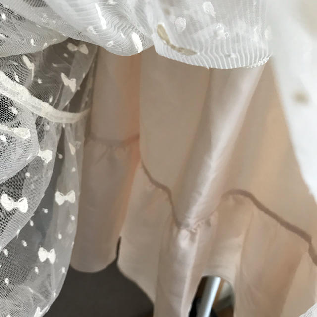 franche lippee(フランシュリッペ)の新品タグ付き♡フランシュリッペ♡生成りミルク色×リボン柄♡チュールスカートM レディースのスカート(ひざ丈スカート)の商品写真