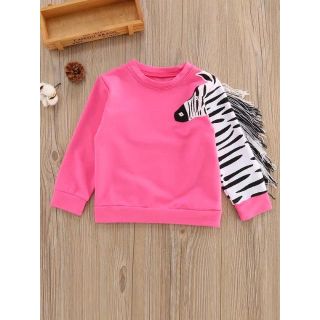 可愛い♡シマウマモチーフピンクトレーナー♪インポート キッズ 子ども 男女兼用 (Tシャツ/カットソー)
