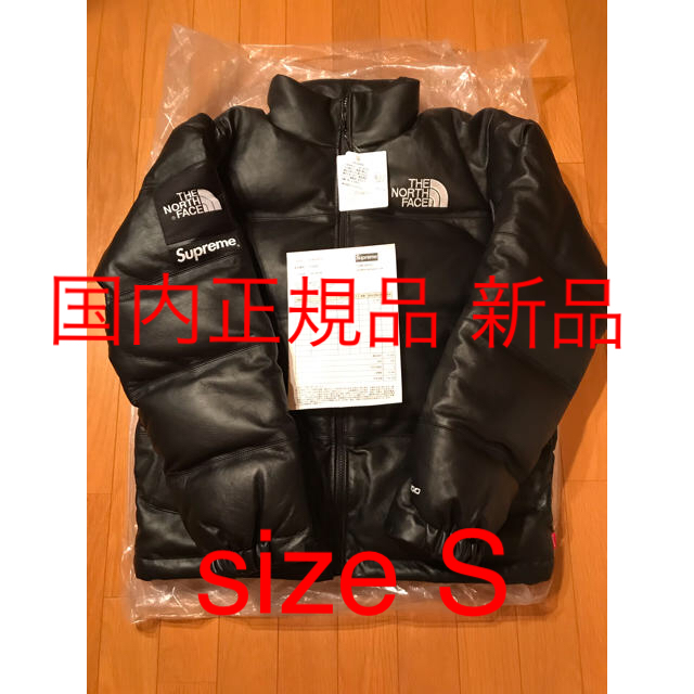 S黒 Supreme The North Face Leather Nuptse