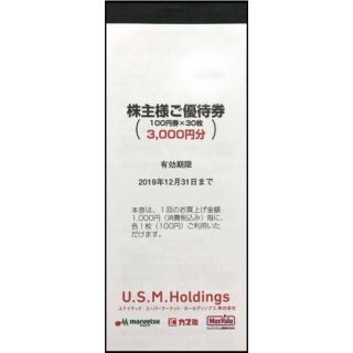 USMH株主優待券 (100円券×30枚)★カスミ マルエツ マックスバリュー(ショッピング)