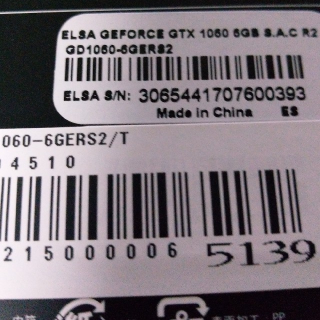 PCパーツELSA GTX1060 6gb SAC r2