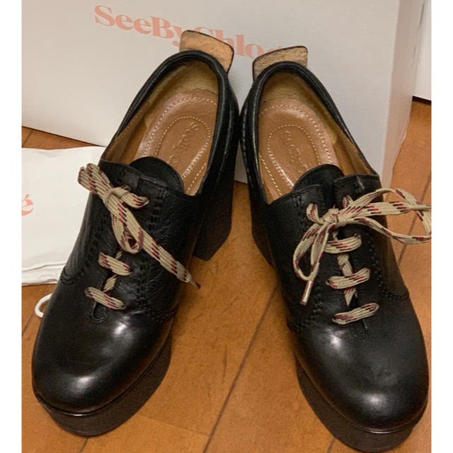 SEE BY CHLOE - 美品☆シーバイクロエ☆かわいい革紐靴37.5☆ブラック