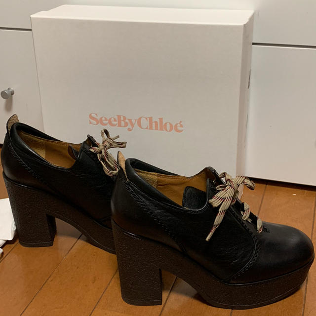 SEE BY CHLOE - 美品☆シーバイクロエ☆かわいい革紐靴37.5☆ブラック