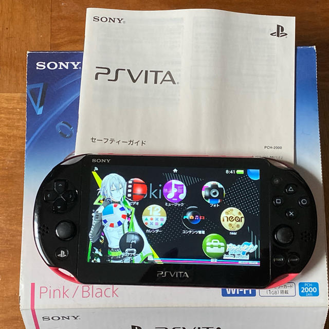 PlayStation Vita(プレイステーションヴィータ)のPSVITA Pink/Black PCH-2000 ZA15 右スティック× エンタメ/ホビーのゲームソフト/ゲーム機本体(携帯用ゲーム機本体)の商品写真