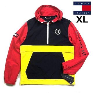 トミーヒルフィガー(TOMMY HILFIGER)のトミーヒルフィガー 切替 袖ロゴ ナイロンジャケット(XL)紺赤181228(ナイロンジャケット)