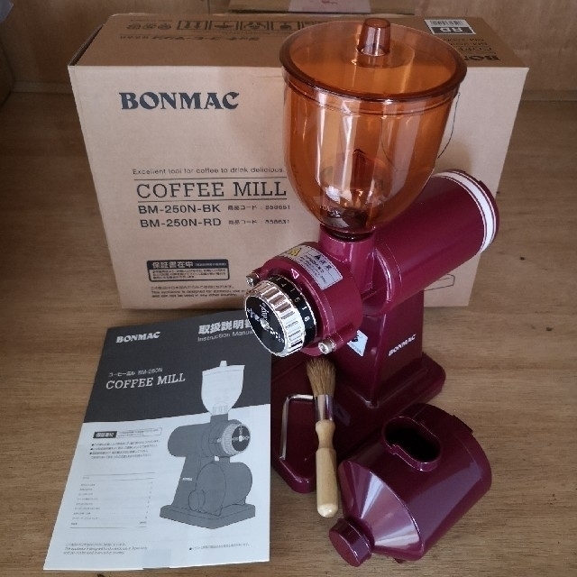 BONMAC ボンマック コーヒーミル BM-250N-RD レッドの通販 by じんぼう｜ラクマ