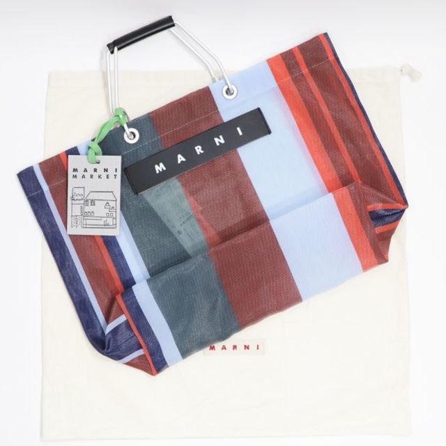 Marni(マルニ)の新品 紙袋付き マルニ フラワーカフェ トートバッグ ストライプ 新色 レッド レディースのバッグ(トートバッグ)の商品写真