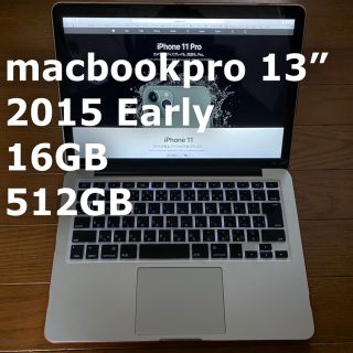 アップル(Apple)のmacbookpro 13” 2015 16GB 512GB(ノートPC)