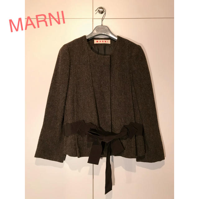 Marni(マルニ)の伊勢丹購入！ マルニ MARNI 秋冬 ウール リボン ノーカラー　ジャケット レディースのジャケット/アウター(ノーカラージャケット)の商品写真