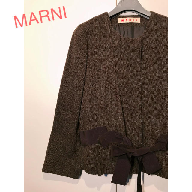 Marni(マルニ)の伊勢丹購入！ マルニ MARNI 秋冬 ウール リボン ノーカラー　ジャケット レディースのジャケット/アウター(ノーカラージャケット)の商品写真