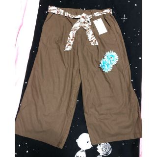 新品未使用✩.*˚大きいサイズ ワイドパンツ スカーフベルト(クロップドパンツ)