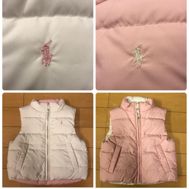 Ralph Lauren(ラルフローレン)のラルフローレン 100cm リバーシブル ダウンベスト（白／ピンク） キッズ/ベビー/マタニティのキッズ服女の子用(90cm~)(ジャケット/上着)の商品写真