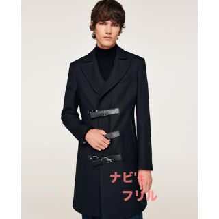 ザラ(ZARA)の新品 人気完売 ZARA MAN モード系 レザー ベルト コート メンズ(チェスターコート)