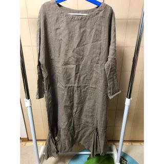 ネストローブ(nest Robe)の【美品】nestrobeネストローブ  リネンハンカチーフヘムワンピース モカ(ロングワンピース/マキシワンピース)