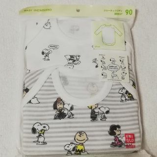 ユニクロ(UNIQLO)の新品　UNIQLOスヌーピー柄クールネックボディー長袖肌着90cm(下着)