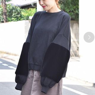 ダブルクローゼット(w closet)のw closet(ダブルクローゼット)  クルーネックファー袖プルオーバー(トレーナー/スウェット)