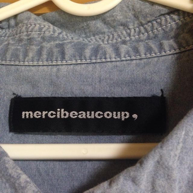 mercibeaucoup(メルシーボークー)のメルシー♡レースデニムシャツ レディースのワンピース(ひざ丈ワンピース)の商品写真