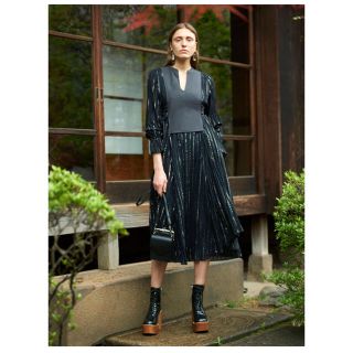 アメリヴィンテージ(Ameri VINTAGE)のリン☆☆様 専用 WASHI LAYERED DRESS ブラック M(ロングワンピース/マキシワンピース)