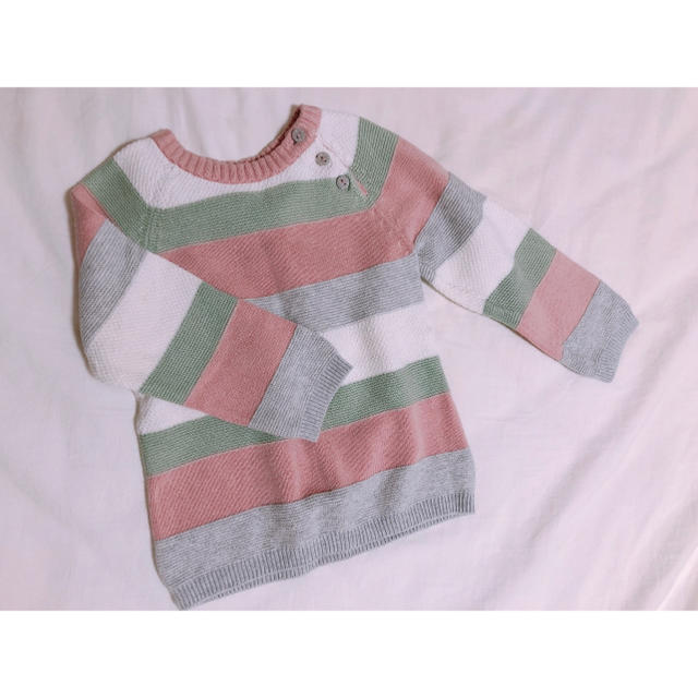 H&M(エイチアンドエム)のH&Mベビー★ボーダーニット キッズ/ベビー/マタニティのキッズ服女の子用(90cm~)(ニット)の商品写真