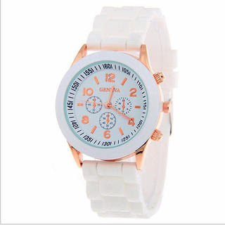白♡お洒落で可愛い時計♡カラーシリコン腕時計 　watch-w-08(腕時計)
