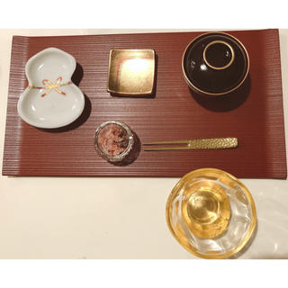 新品　両折皿 折敷 お盆 越前塗 日本製  朱色 １枚(テーブル用品)