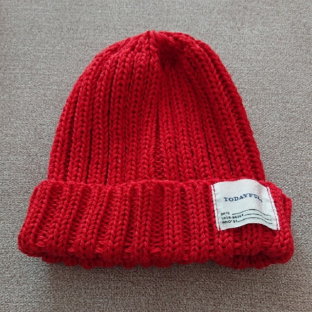 TODAYFUL(トゥデイフル)のTODAYFUL サマーニットキャップ ニット帽 ビーニー シンプル 赤 レッド レディースの帽子(ニット帽/ビーニー)の商品写真