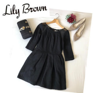 リリーブラウン(Lily Brown)のリリーブラウン♡ワンピース 美品 秋冬 黒 ニット ドレス セットアップ(ひざ丈ワンピース)