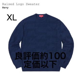 Supreme 19AW Raised Logo Sweater ネイビー XL