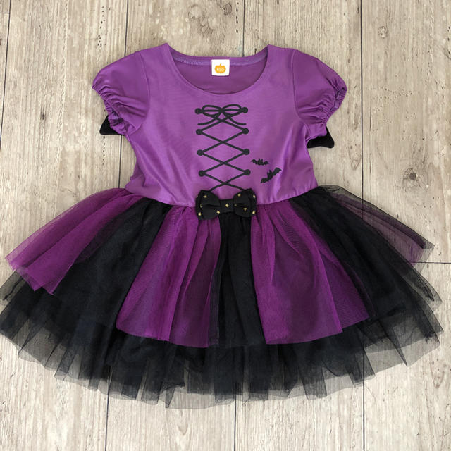 ハロウィン コウモリ ワンピース ドレス コスプレ 100cm キッズ/ベビー/マタニティのキッズ服女の子用(90cm~)(ワンピース)の商品写真