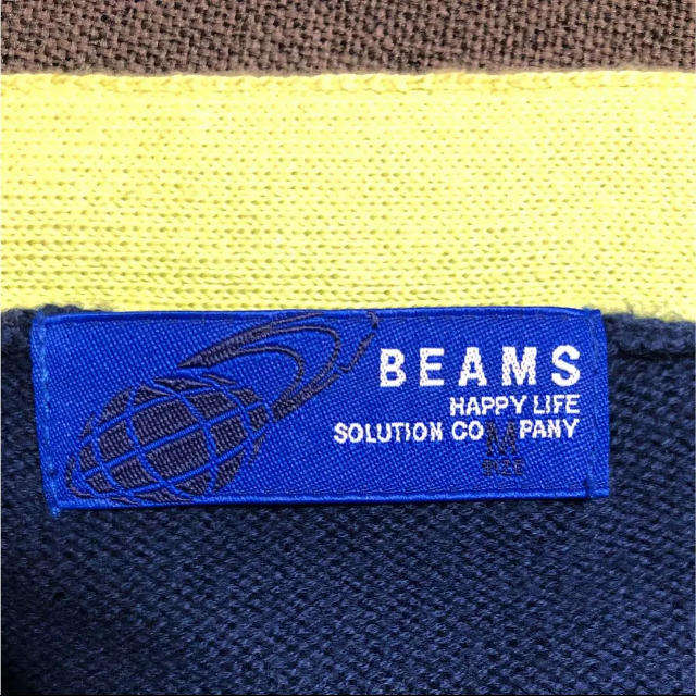 BEAMS(ビームス)のビームス カーディガン ネイビー×イエローライン メンズのトップス(カーディガン)の商品写真