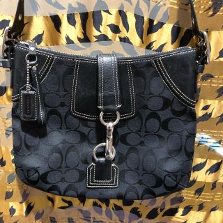 コーチ(COACH)の美品 COACH コーチ ショルダーバッグ キャンバス 黒 10249(ショルダーバッグ)