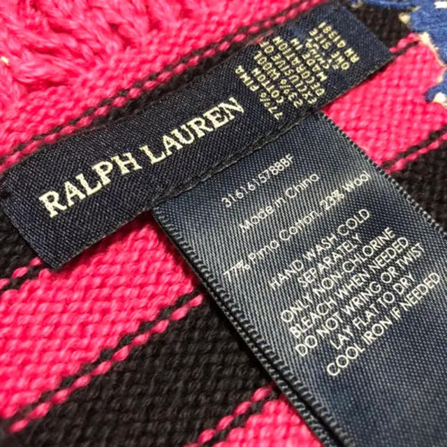 Ralph Lauren(ラルフローレン)のラルフローレン キッズ マフラー ピンク ニット ケーブルニット キッズ/ベビー/マタニティのこども用ファッション小物(マフラー/ストール)の商品写真