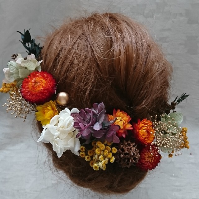 在庫最新作 和装 ❁¨̮橙×茶の通販 by yun's shop｜ラクマ 髪飾り ドライフラワー ヘッドドレス 超激得高品質