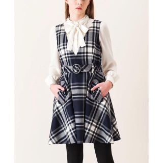 バーバリーブルーレーベル(BURBERRY BLUE LABEL)のクリーニング済！限定！即完売！ブルーレーベルクレストブリッジ ジャンパースカート(ひざ丈ワンピース)