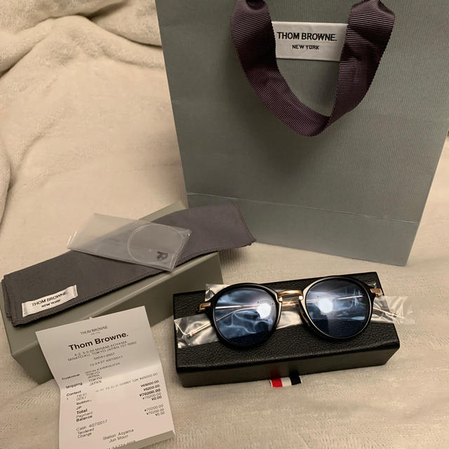 THOM BROWNE(トムブラウン)のTHOM BROWNE tb-011 サイズ46 ブラック×ゴールド メンズのファッション小物(サングラス/メガネ)の商品写真