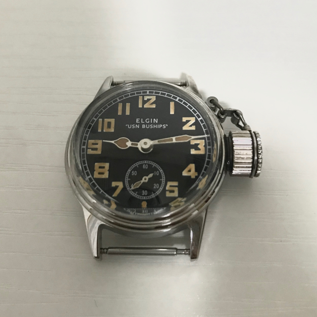 ELGIN(エルジン)のWW2 エルジン ミリタリー USN  黒 リューズガード付 メンズの時計(腕時計(アナログ))の商品写真