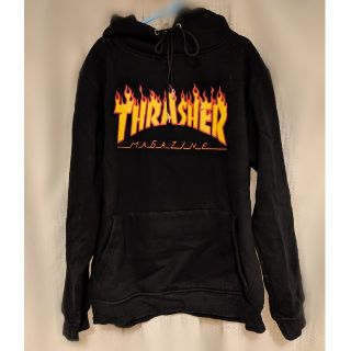 スラッシャー(THRASHER)のTHRASHER風 ロゴ パーカー オーバーサイズ 黒(パーカー)