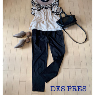 デプレ(DES PRES)のDES PRES(トゥモローランド)キュプラコットンパンツ 黒 上品な光沢 (カジュアルパンツ)